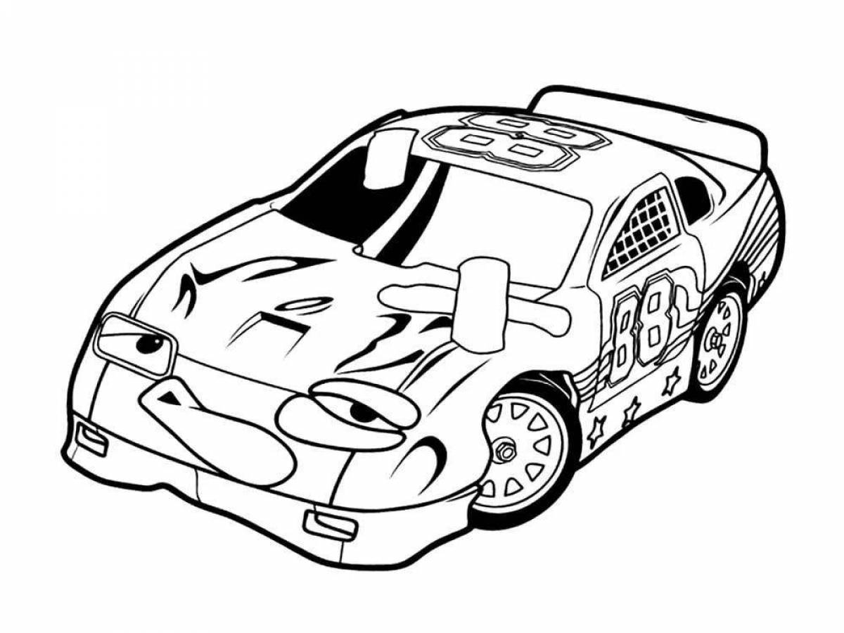 Shiny racing car coloring page