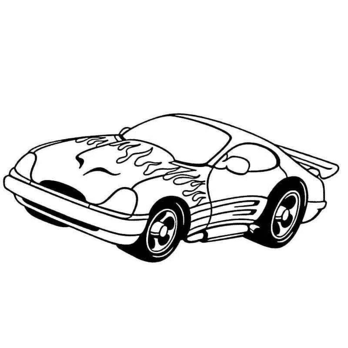 Coloring page of a bright racing car
