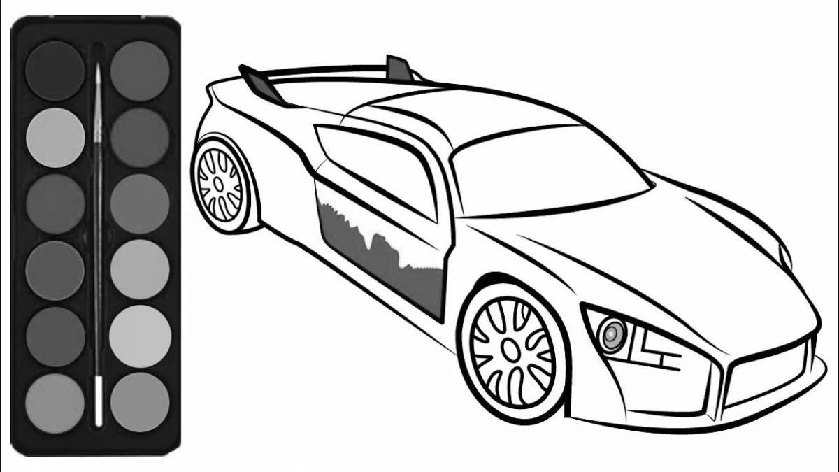 Glitter racing car coloring page