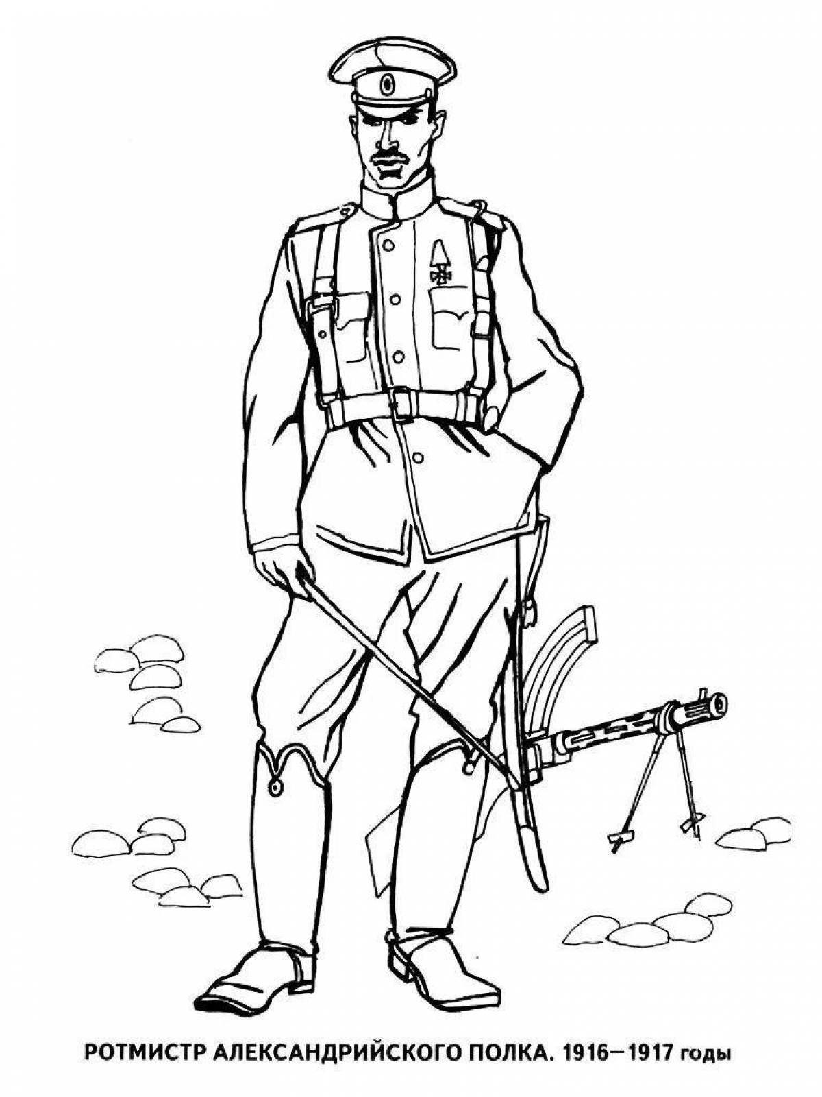 Colorful Soviet soldier coloring page