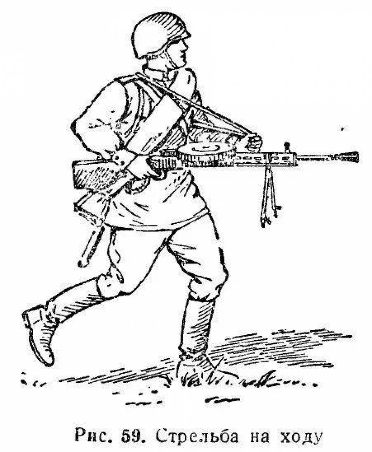 Soviet soldier battle coloring page
