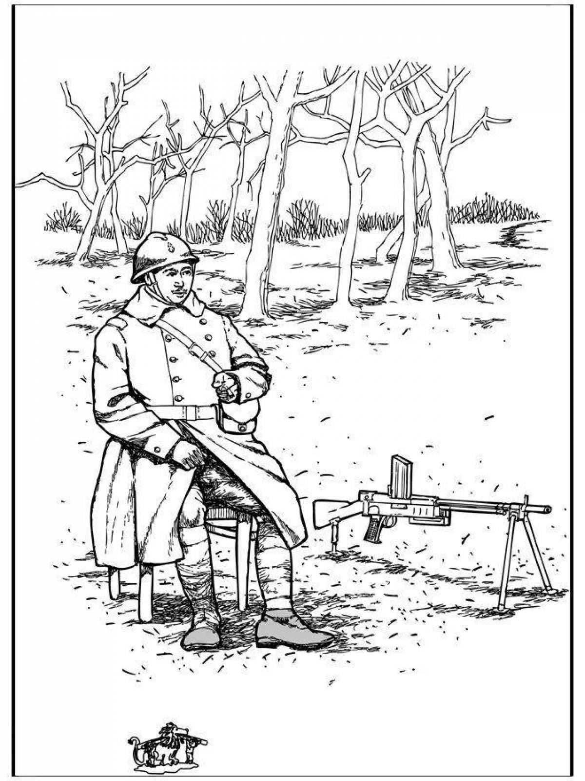 Coloring book gallant soviet soldier