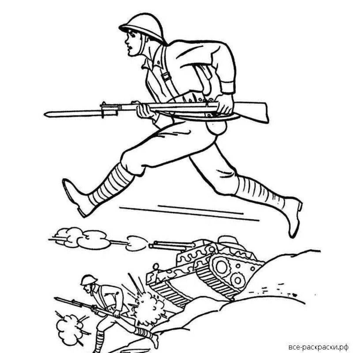 Coloring page gorgeous soviet soldier