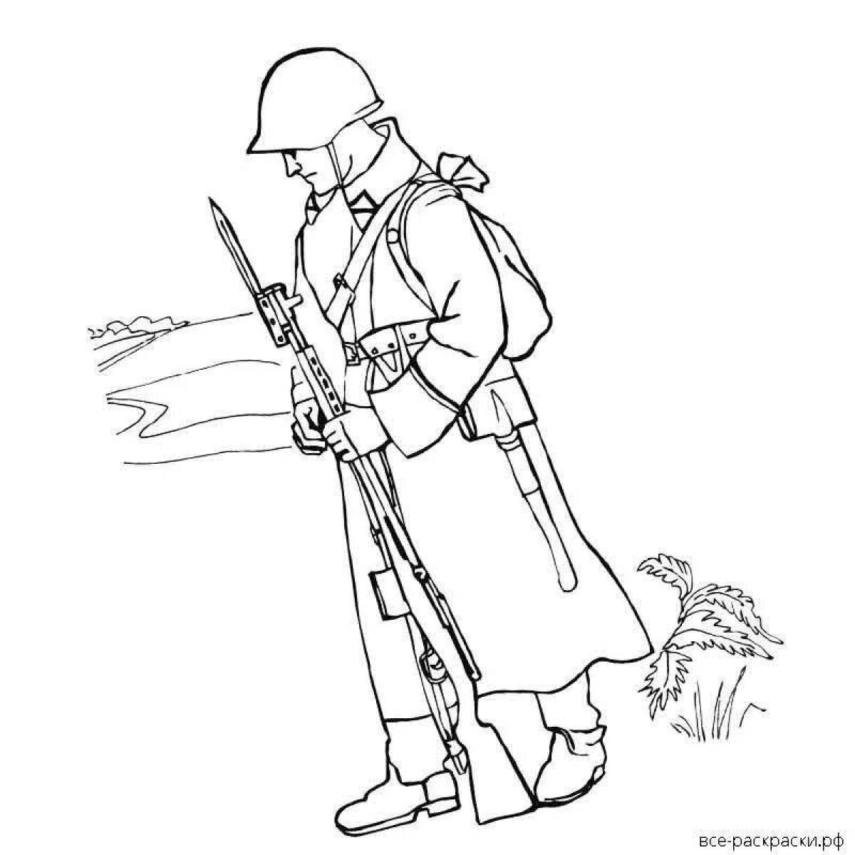 Coloring book royal soviet soldier