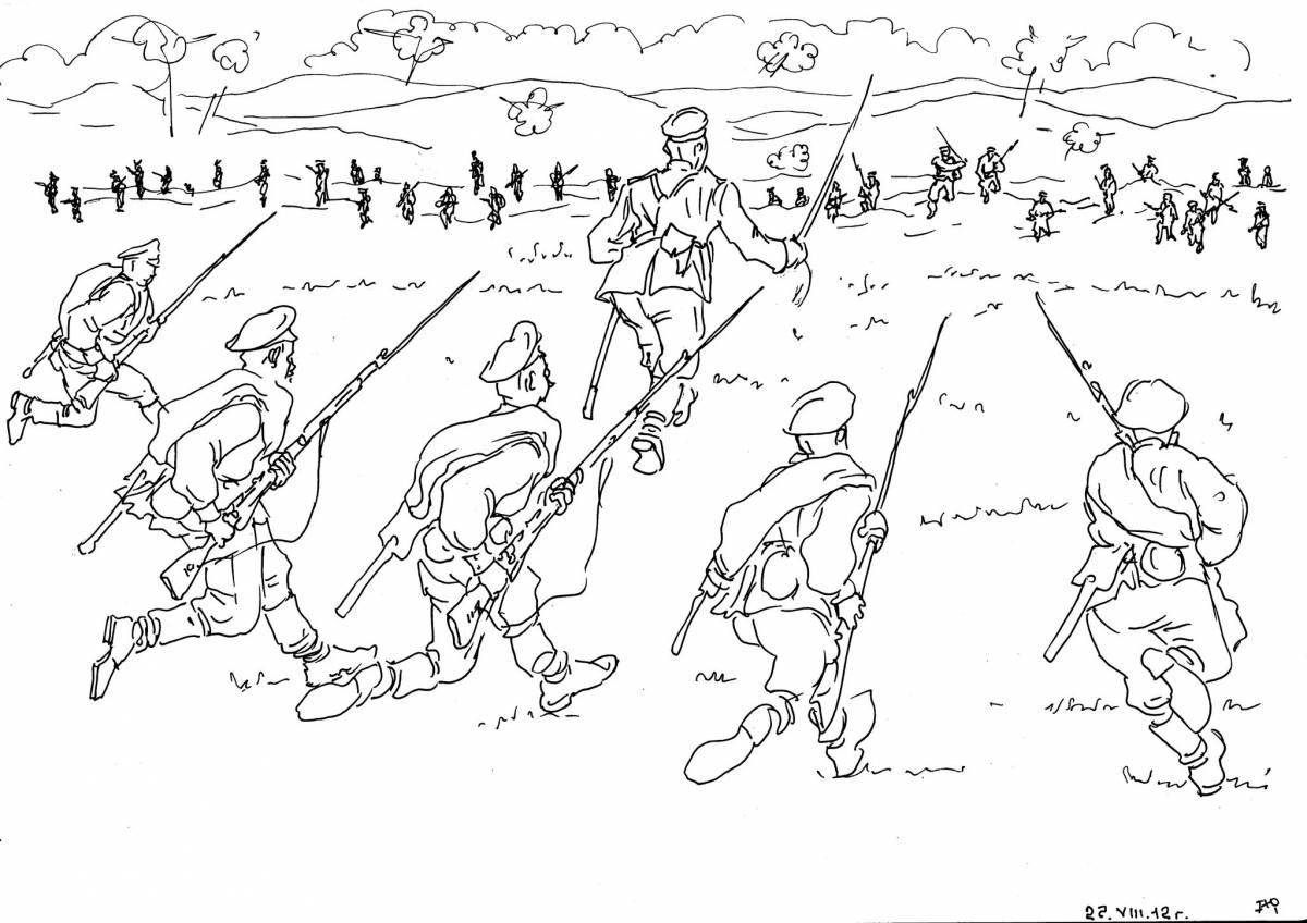 Coloring book brilliant Soviet soldier