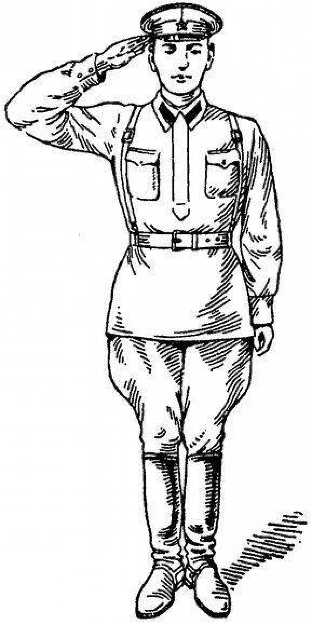 Soviet soldier shining coloring page