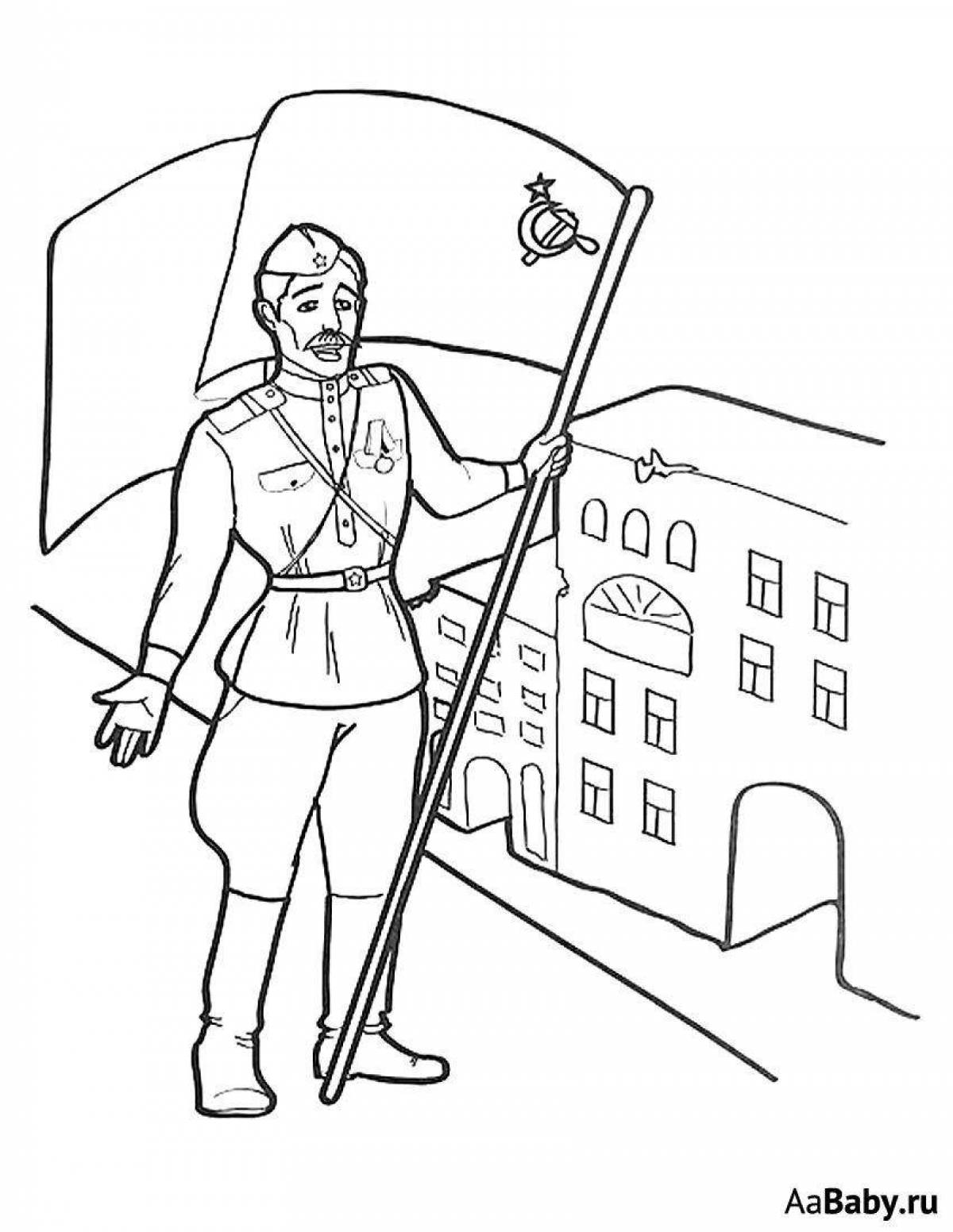 Glowing Soviet soldier coloring page