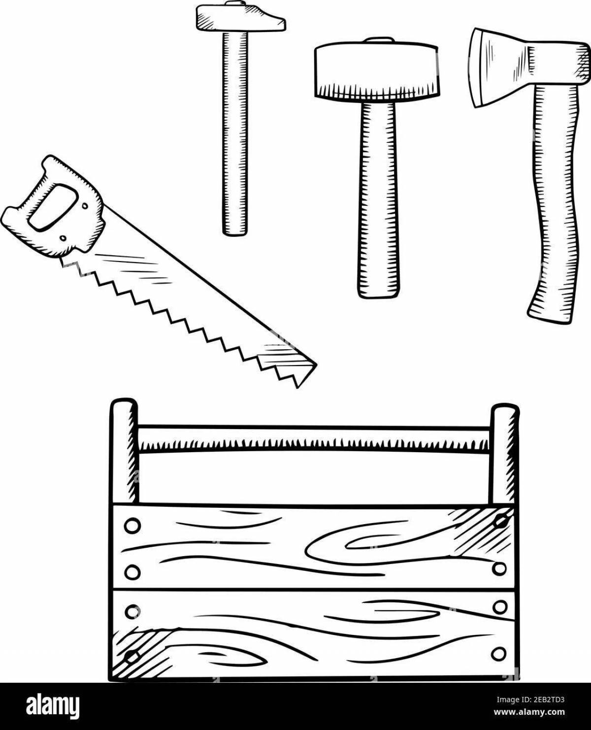Joyful building tools coloring page
