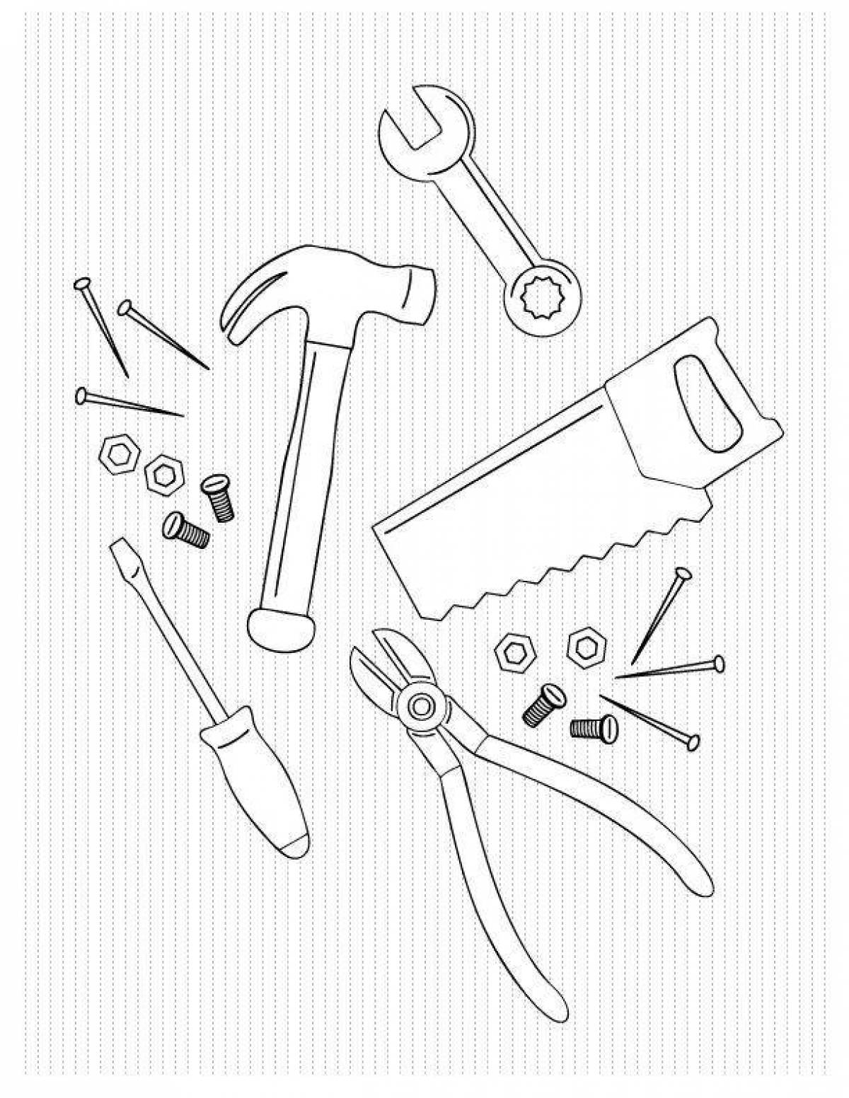 Exciting building tools coloring page