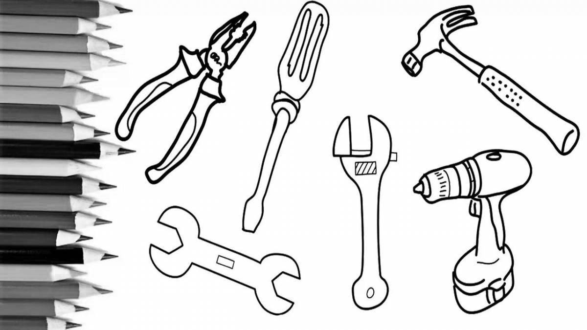 Construction tools coloring page