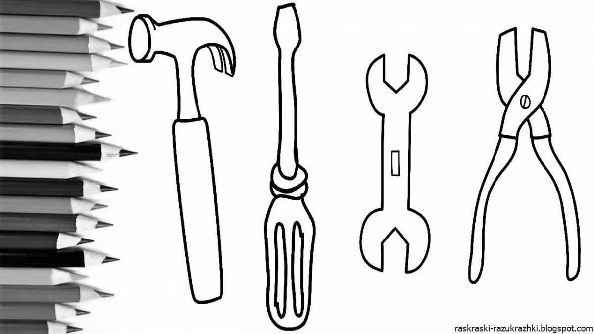 Coloring page attractive building tools