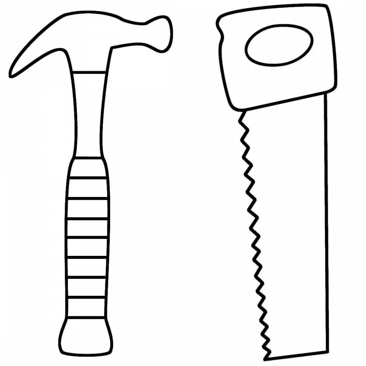 Construction tools coloring page with fun colors