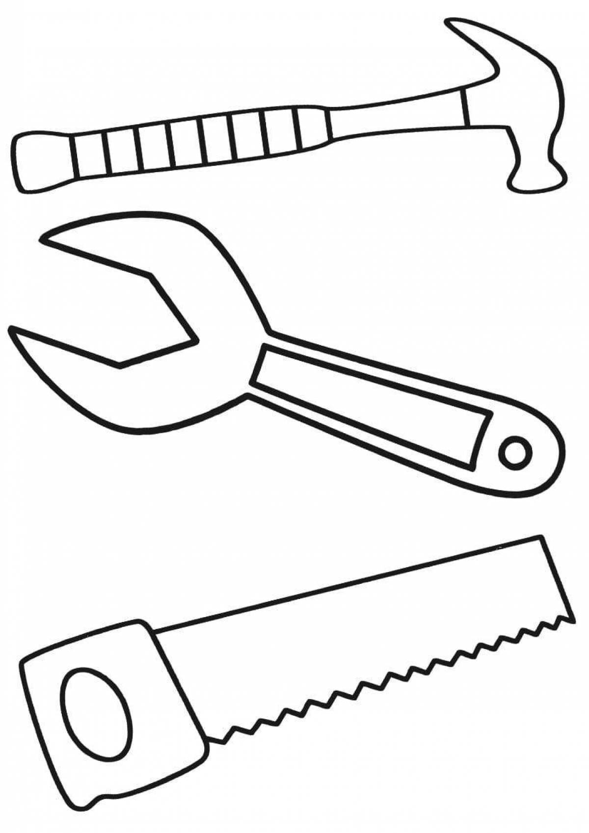 Строительные инструменты, пила, отвертка, молоток Распечатать раскраски для мальчиков