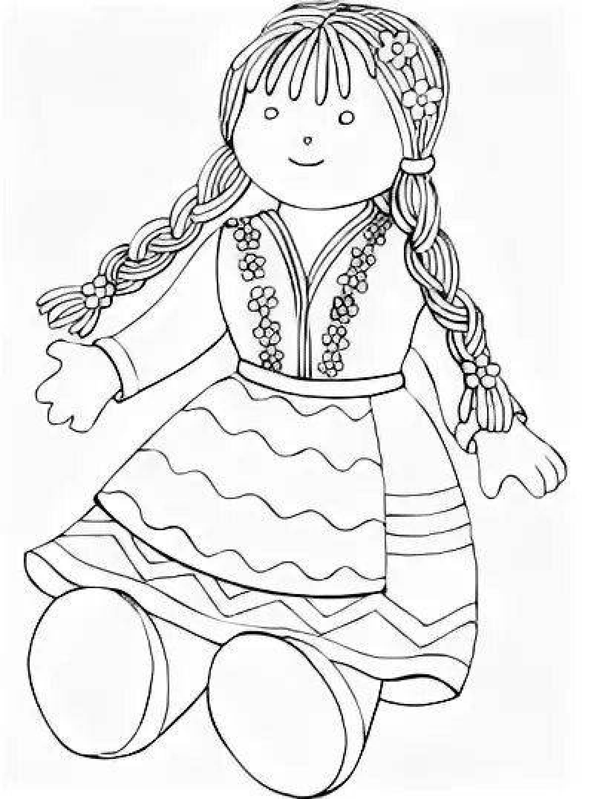 Coloring book blooming carnival doll