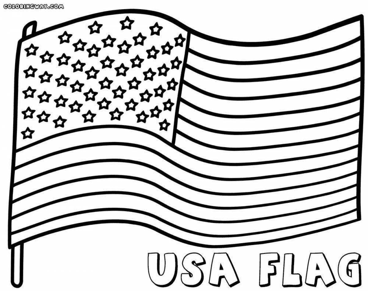 Яркая страница раскраски с американским флагом