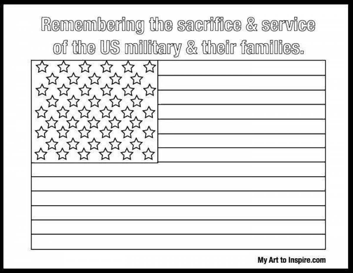 Coloring page shining american flag