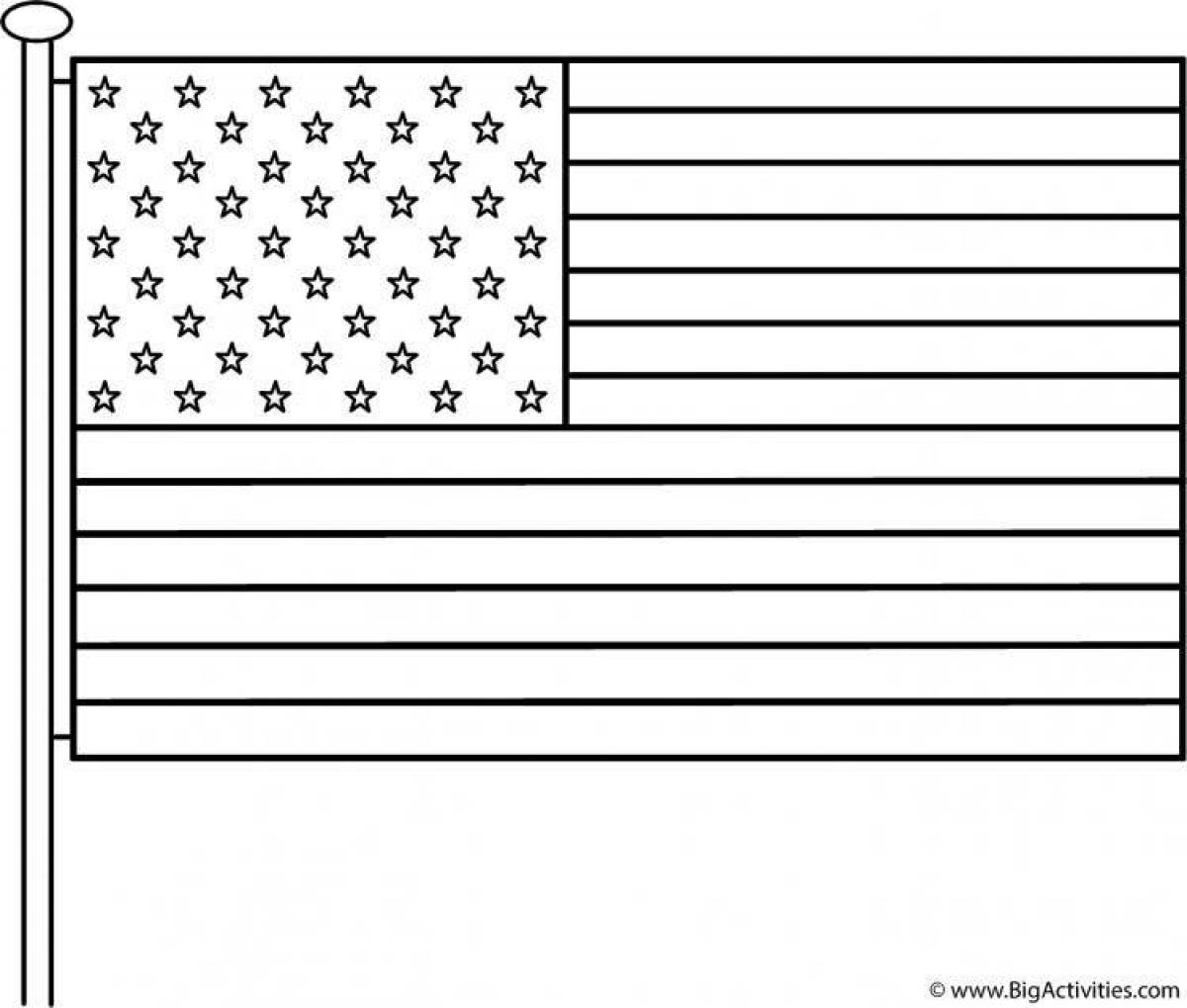 Dazzling American flag coloring page