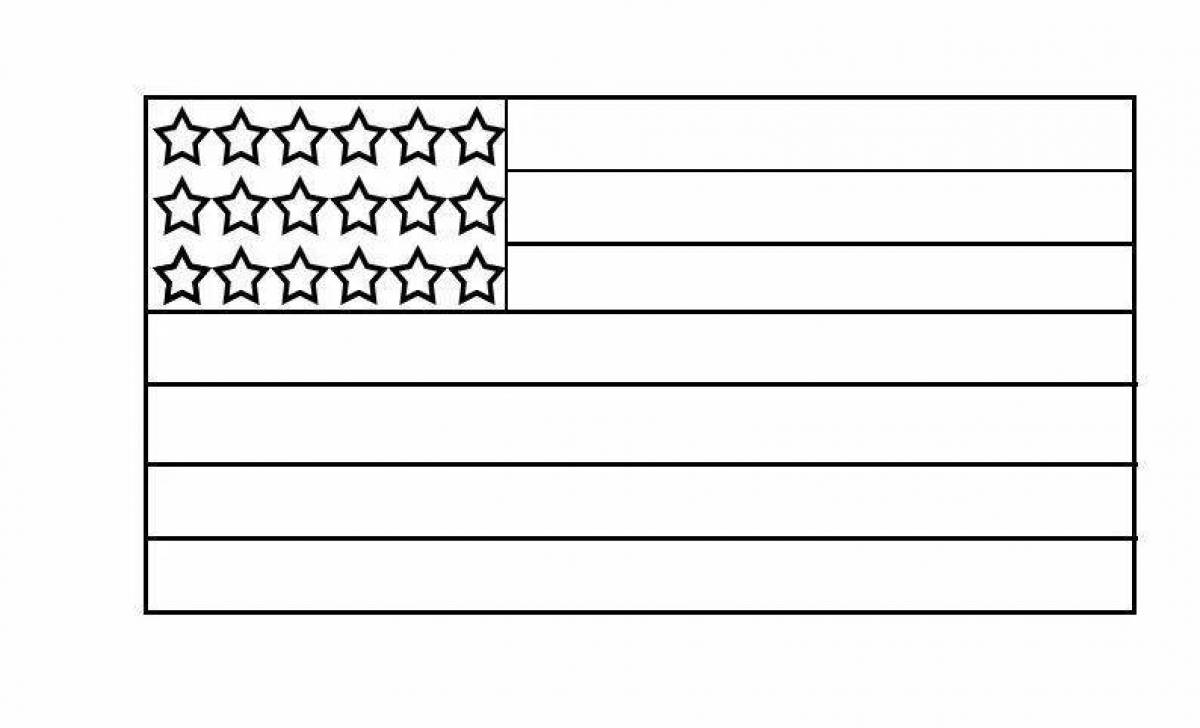 Coloring page with bright american flag