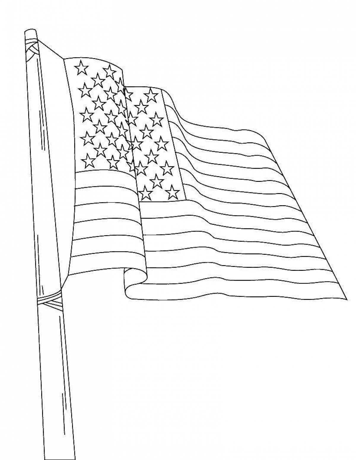 Highly detailed american flag coloring page