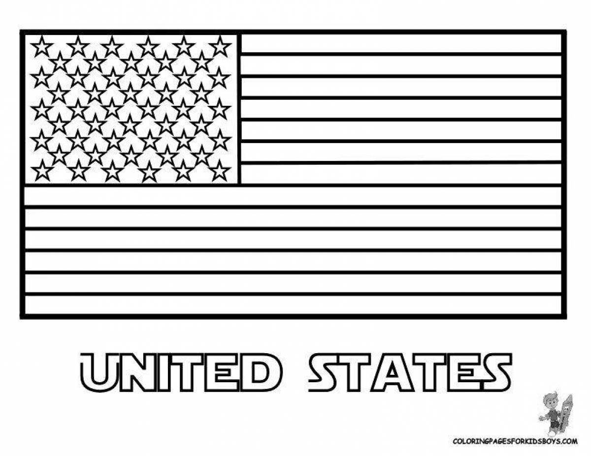 Красочно окрашенная страница раскраски американского флага