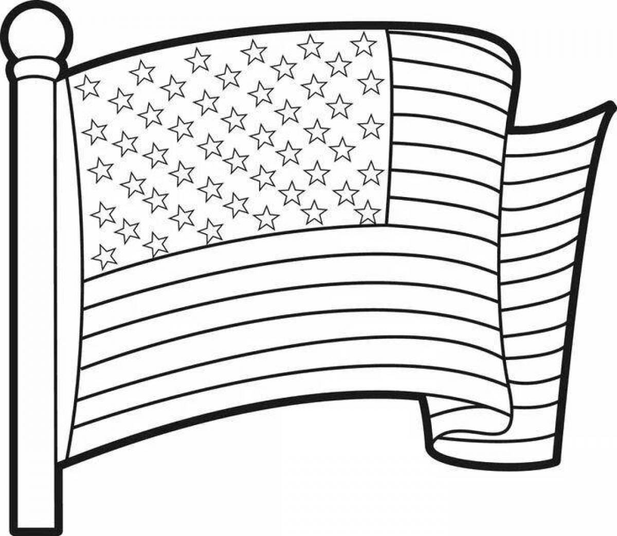 Красочно яркая страница раскраски американского флага