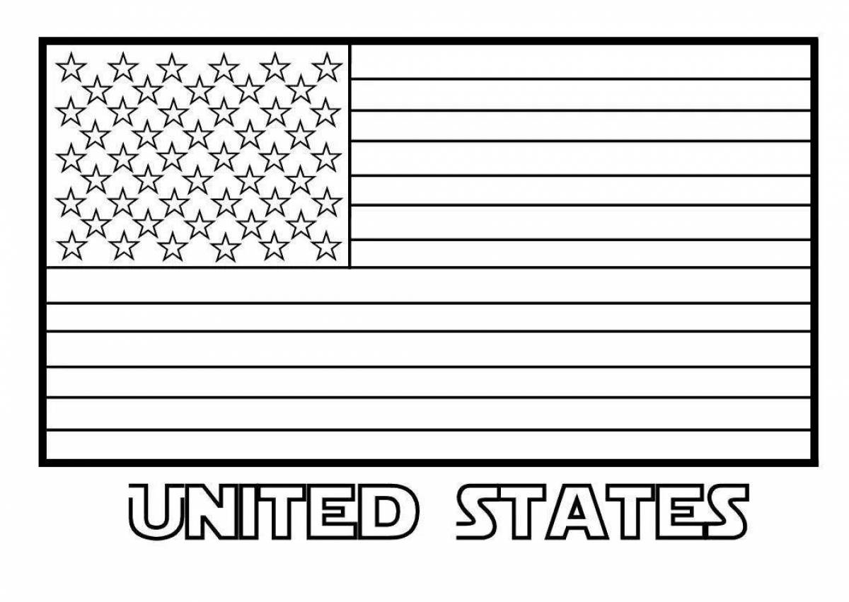 Богато сверкающая страница раскраски американского флага