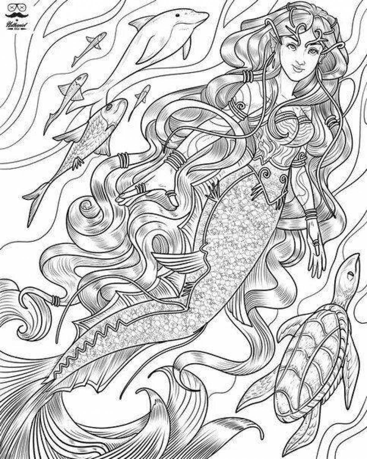 Charming coloring antistress mermaid