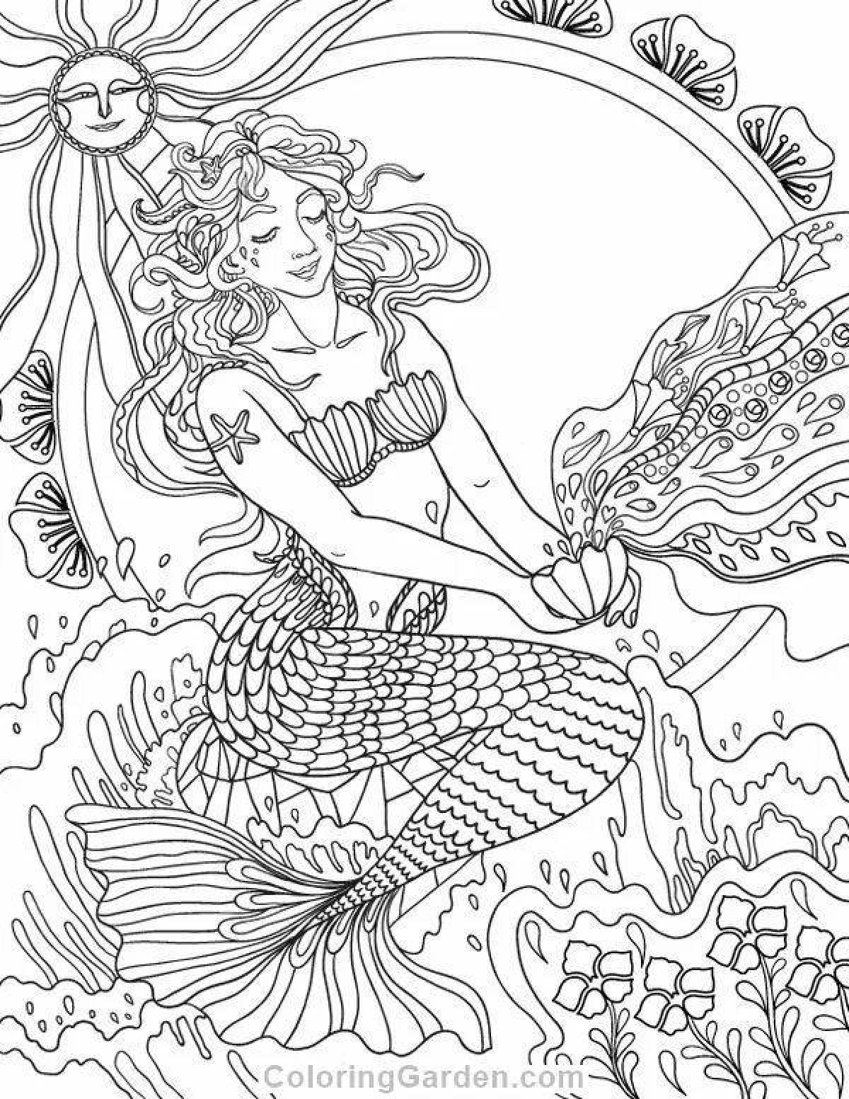 Shining coloring antistress mermaid