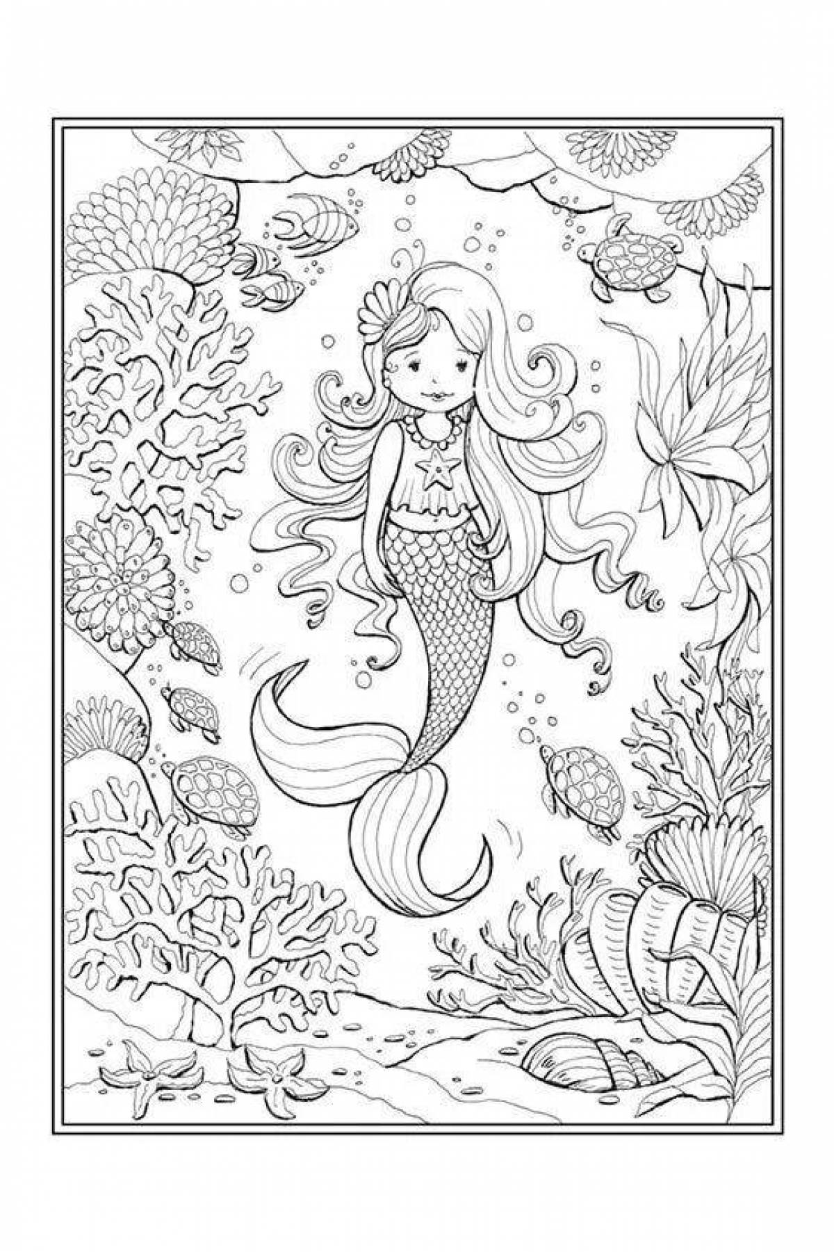 Peace coloring antistress mermaid