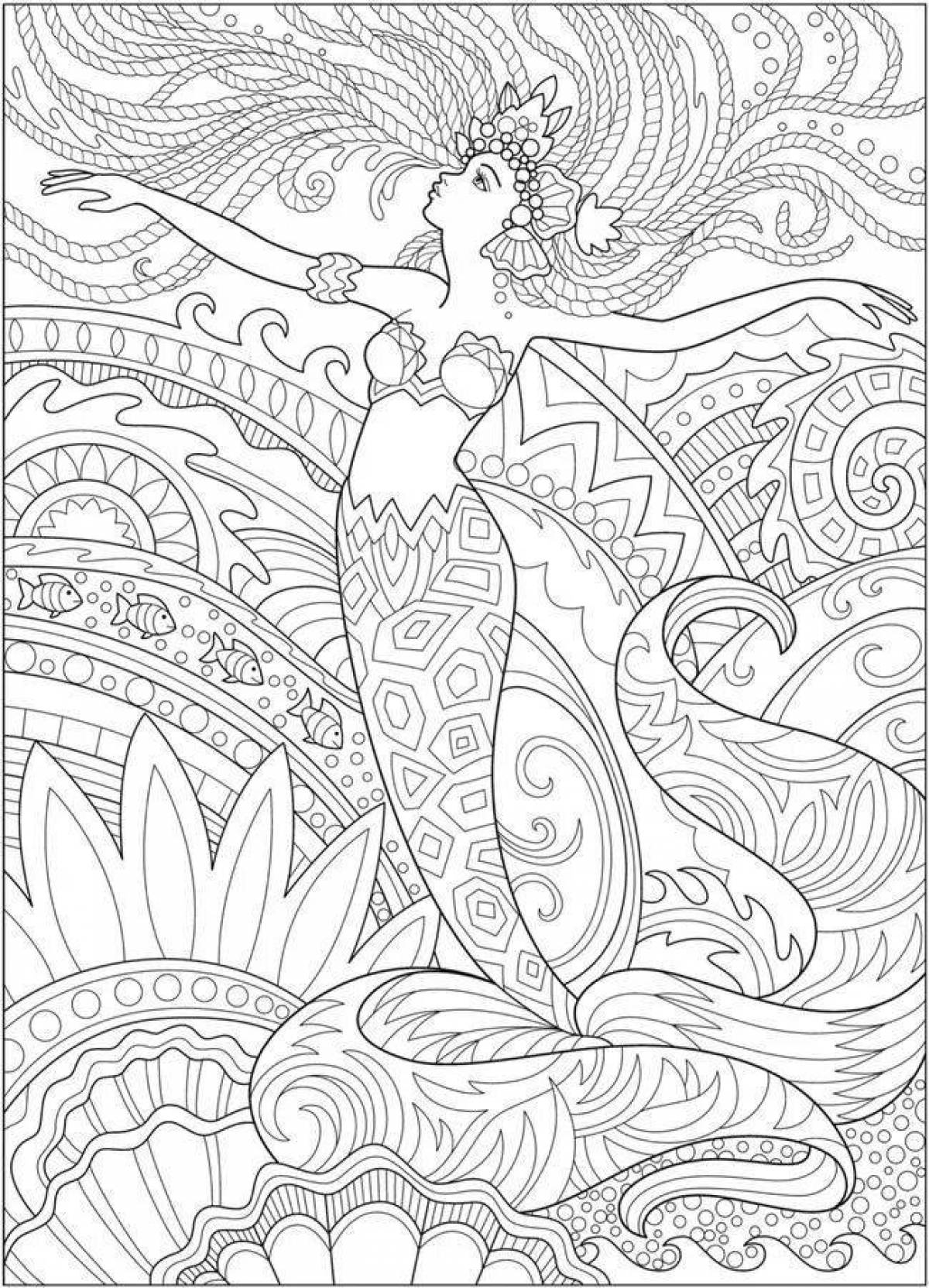 Glorious coloring antistress mermaid