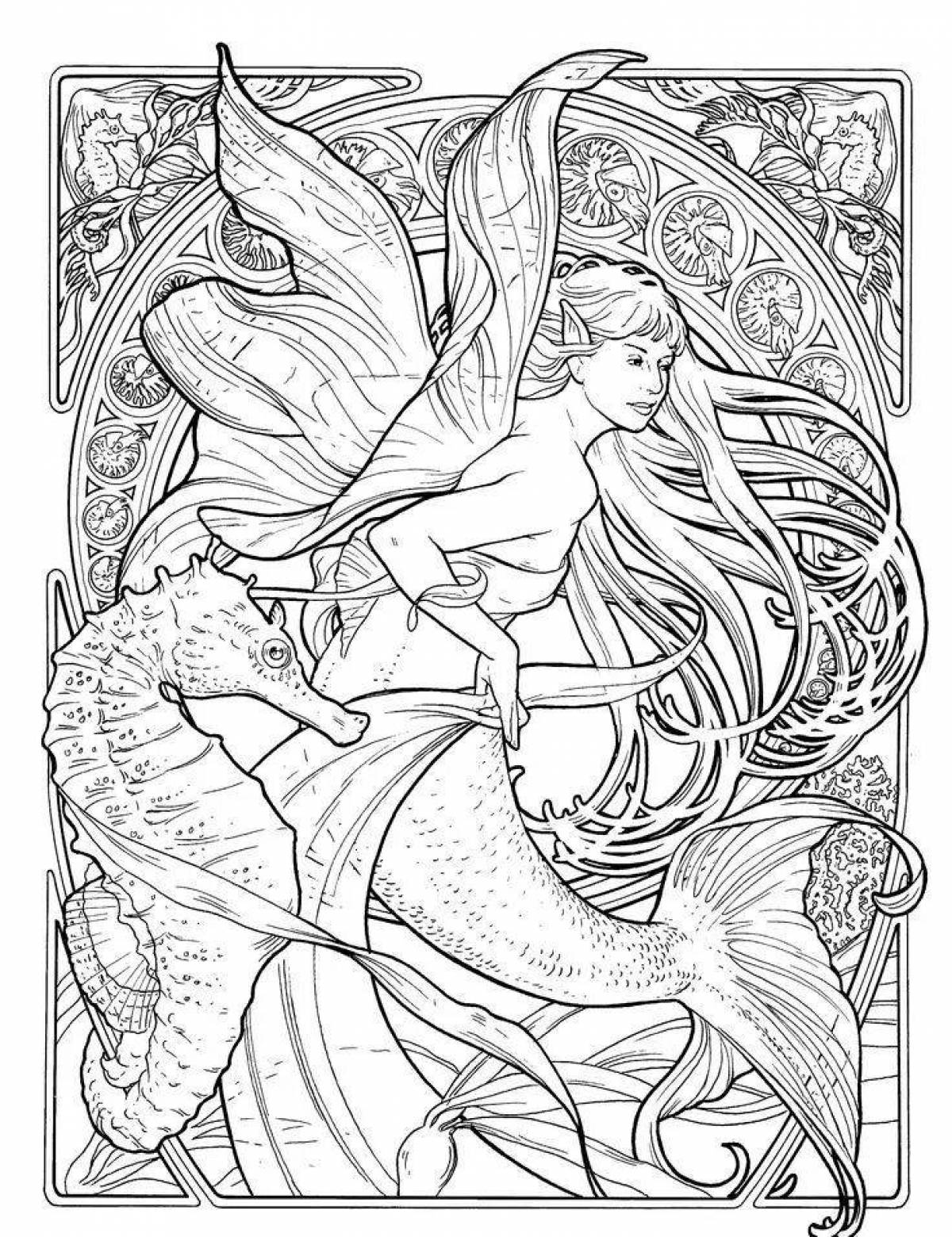 Sky coloring antistress mermaid