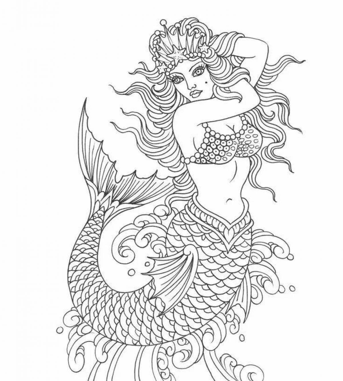 Delightful coloring antistress mermaid