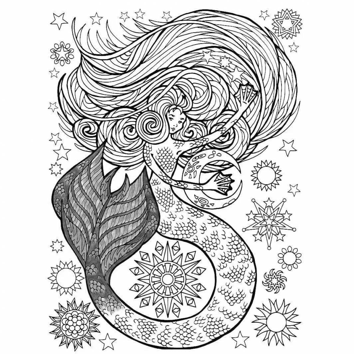 Amazing anti-stress mermaid coloring book