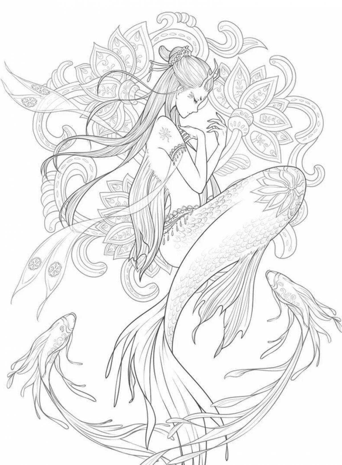 Wonderful coloring antistress mermaid