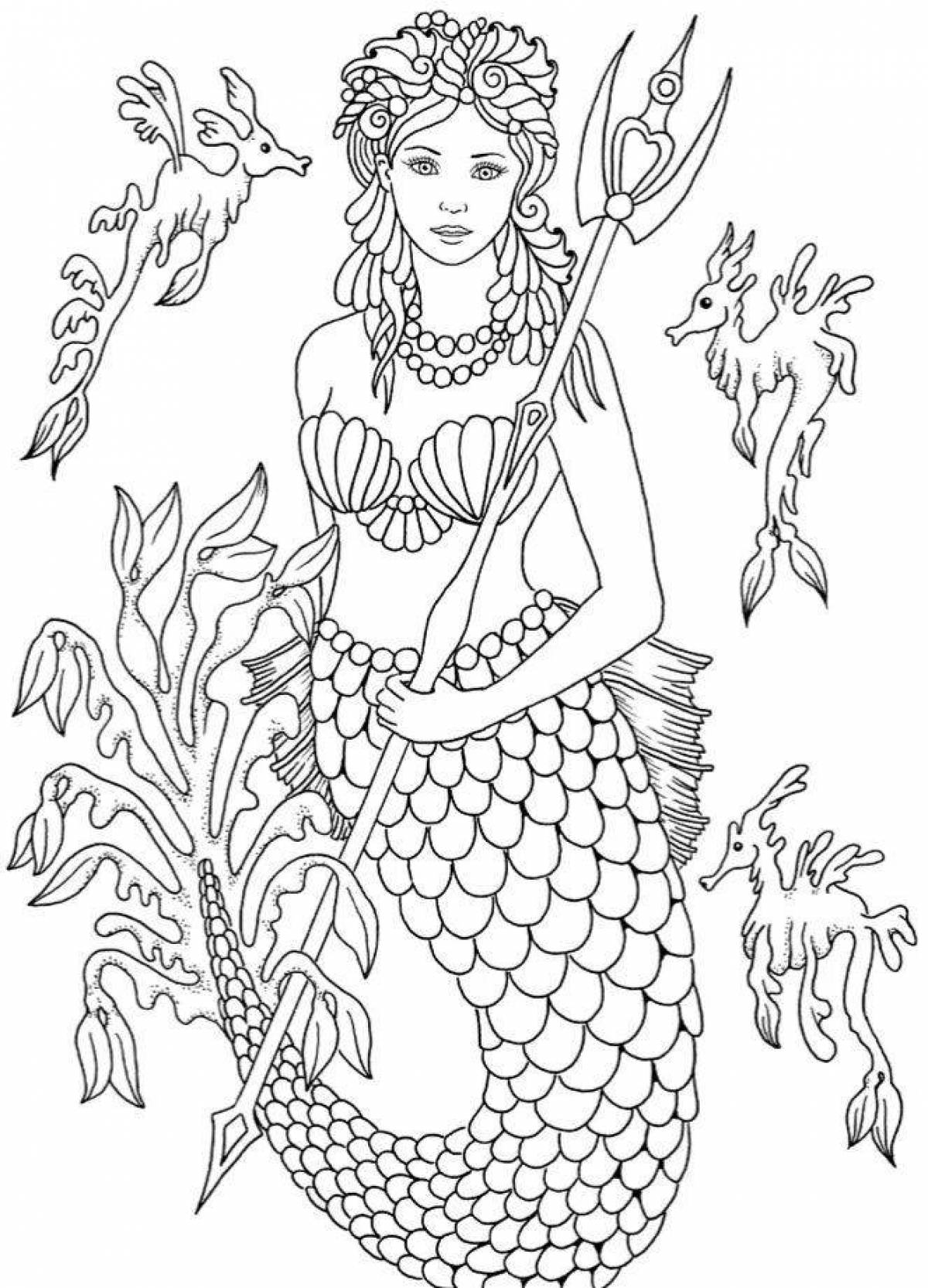 Cute mermaid antistress coloring book