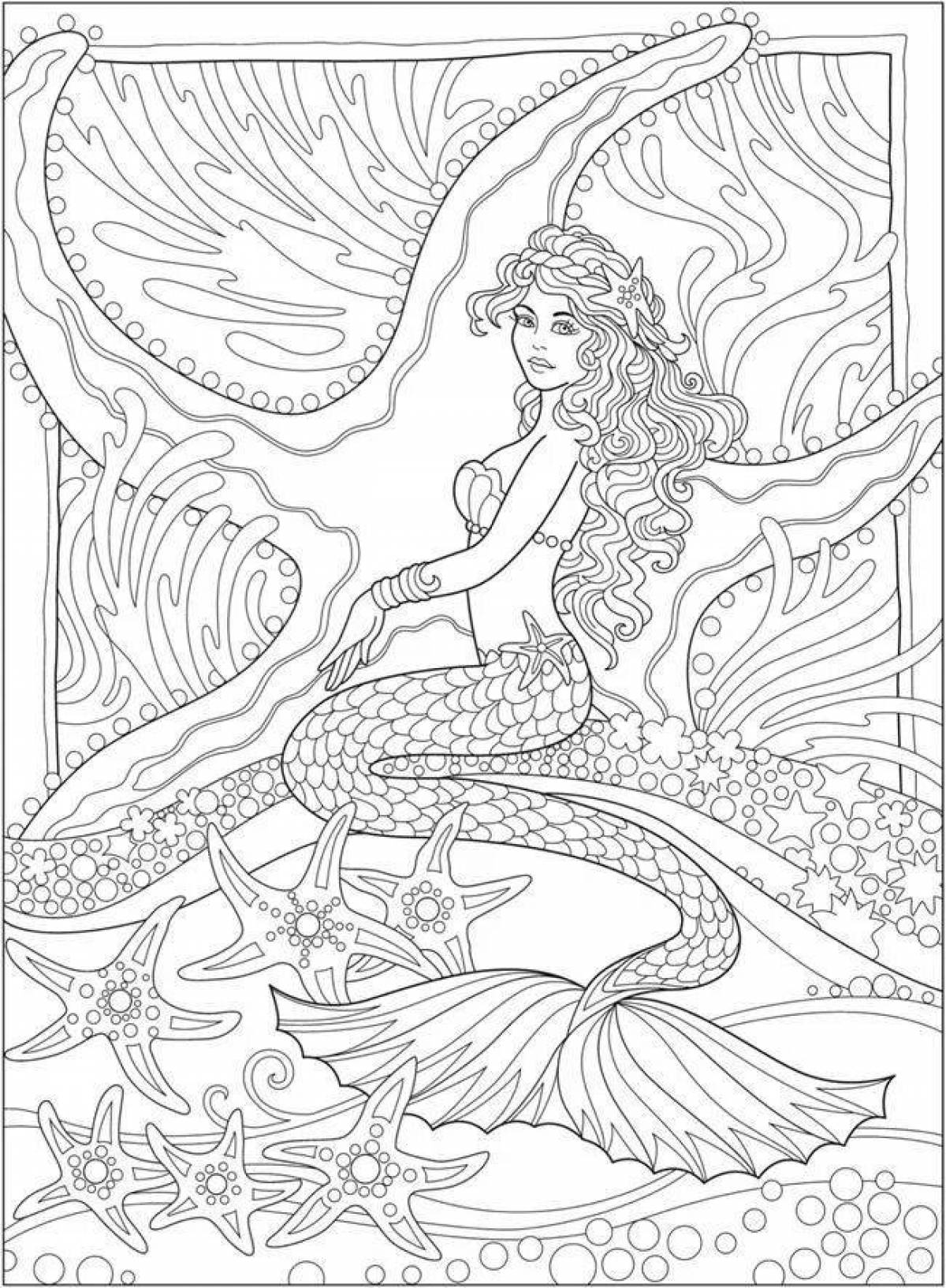 Elegant antistress mermaid coloring book