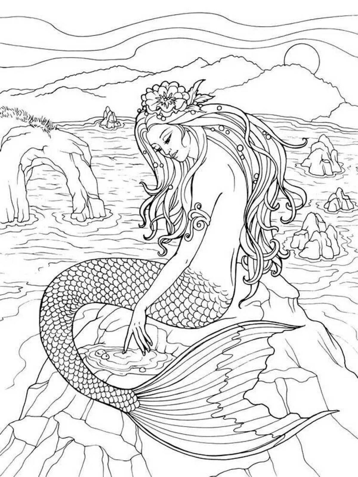 Fancy coloring antistress mermaid