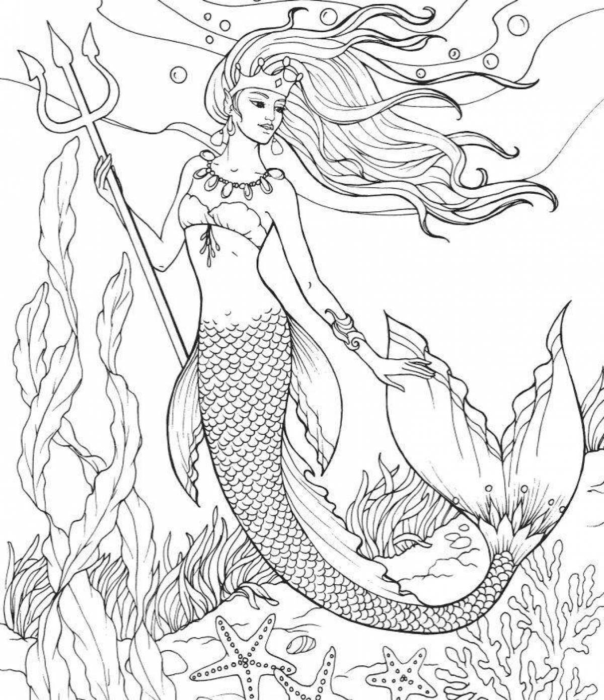 Perfect coloring antistress mermaid