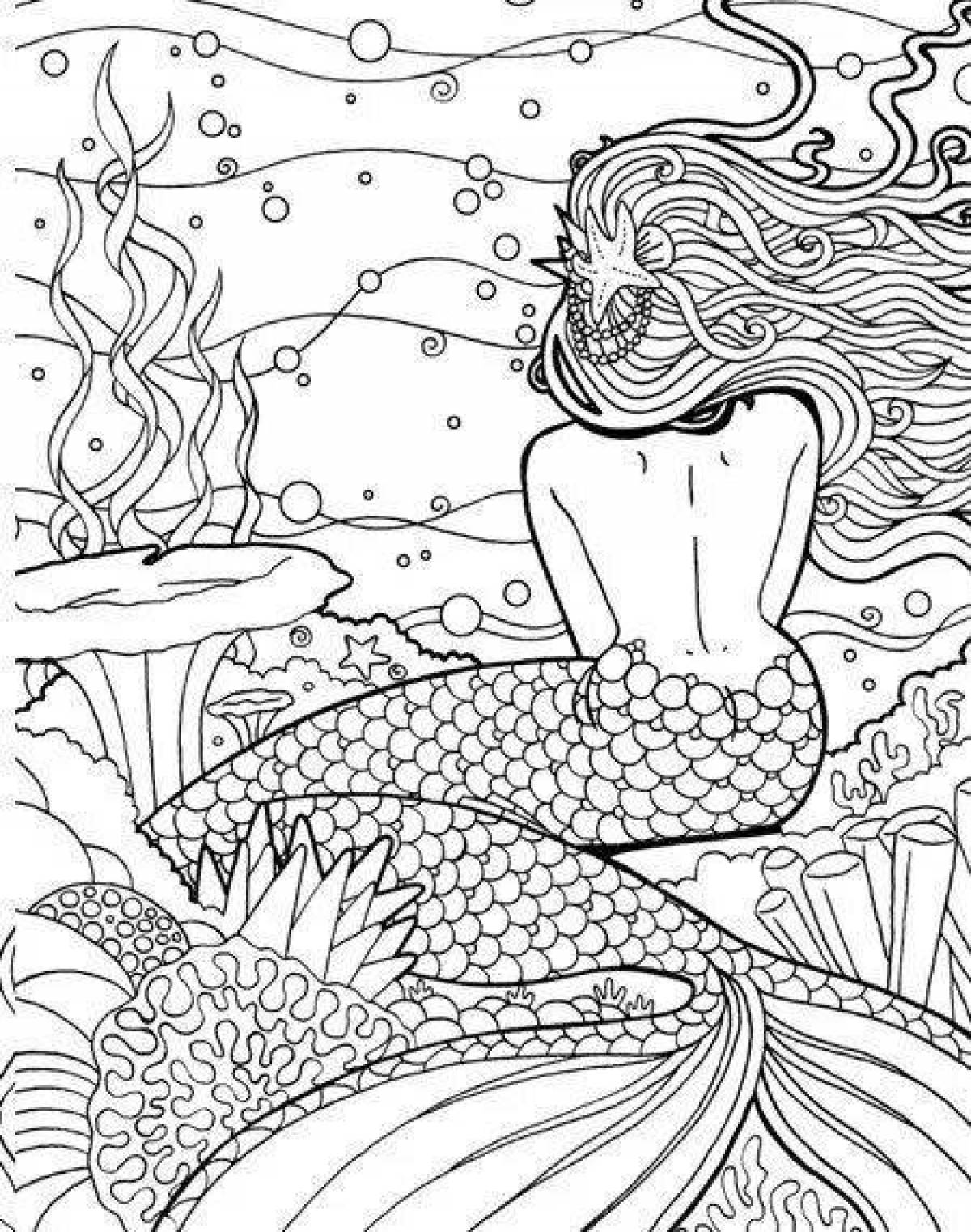 Divine coloring antistress mermaid