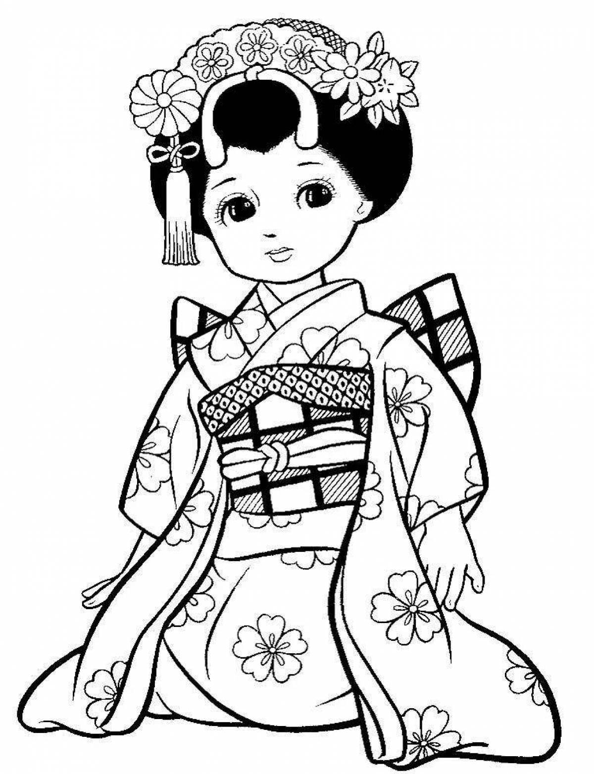 Regal japan kimono coloring page