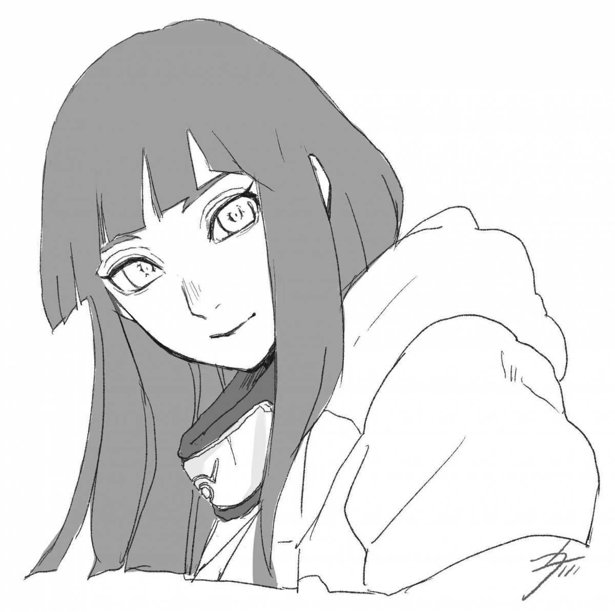 Живая страница раскраски хьюга хината