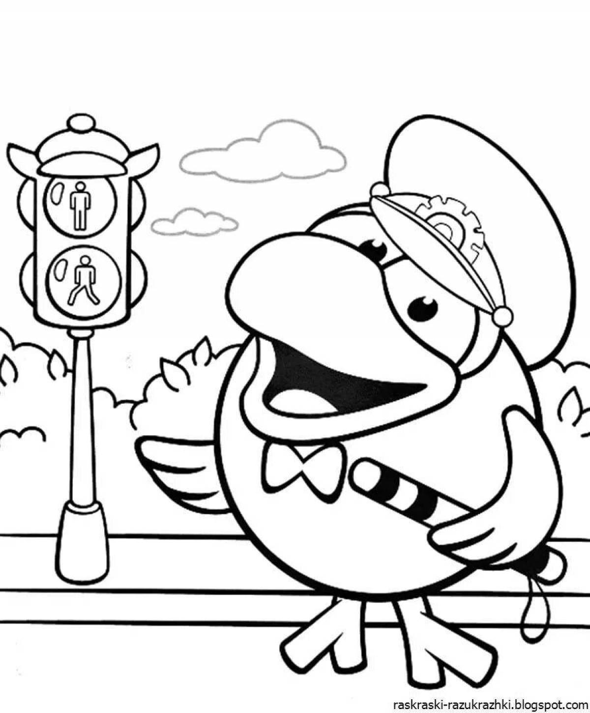 Traffic driving coloring page