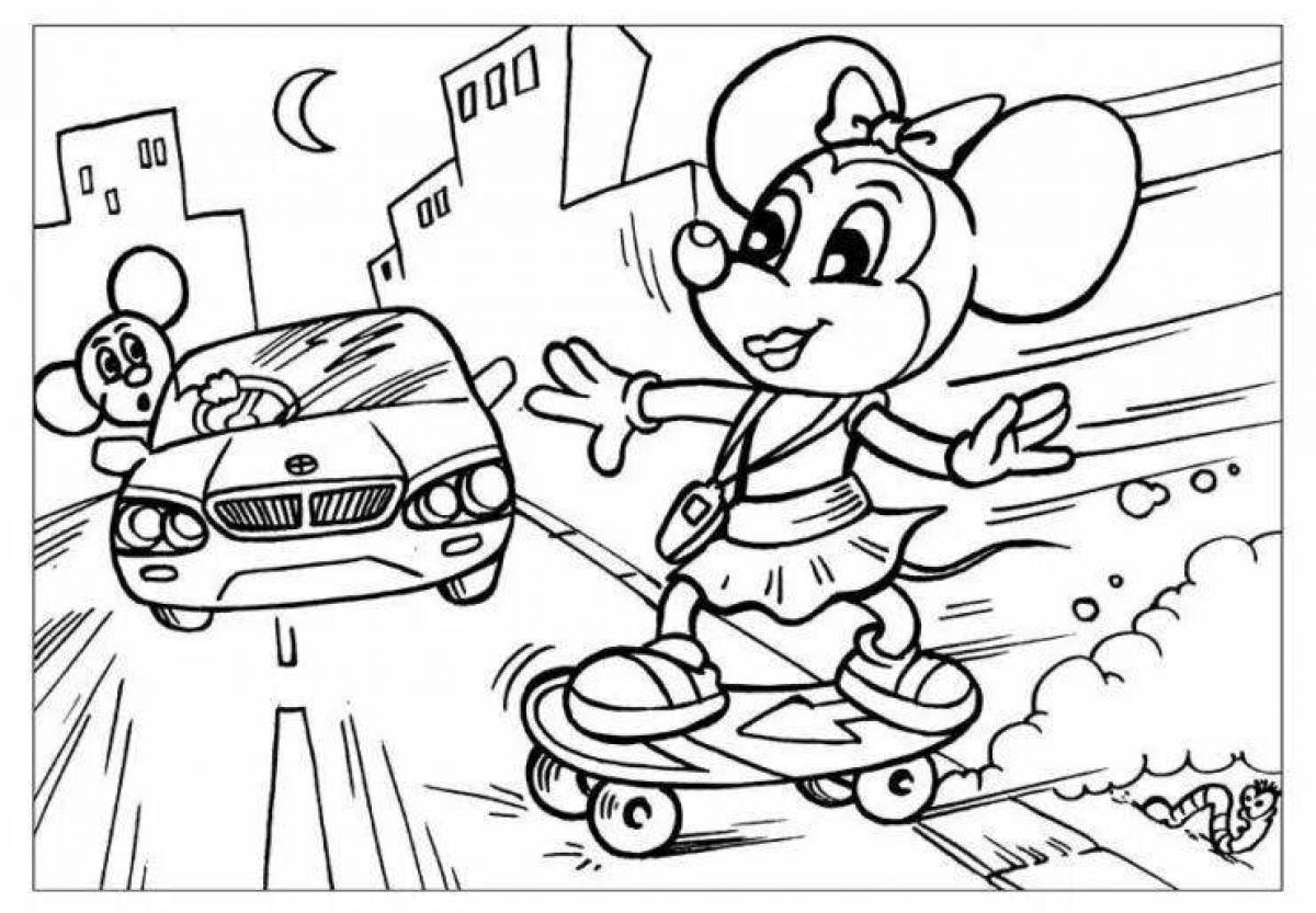 Animated traffic coloring page