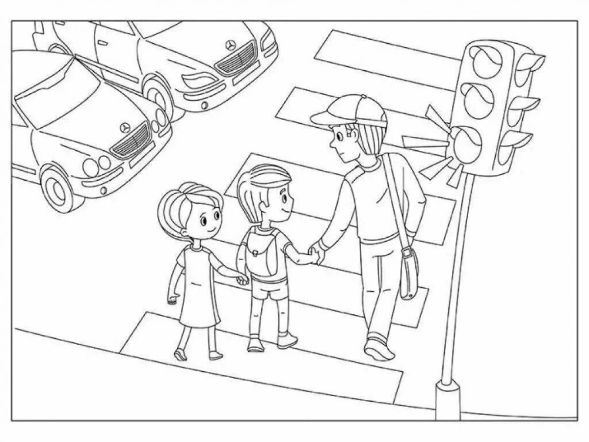 Creative traffic coloring page