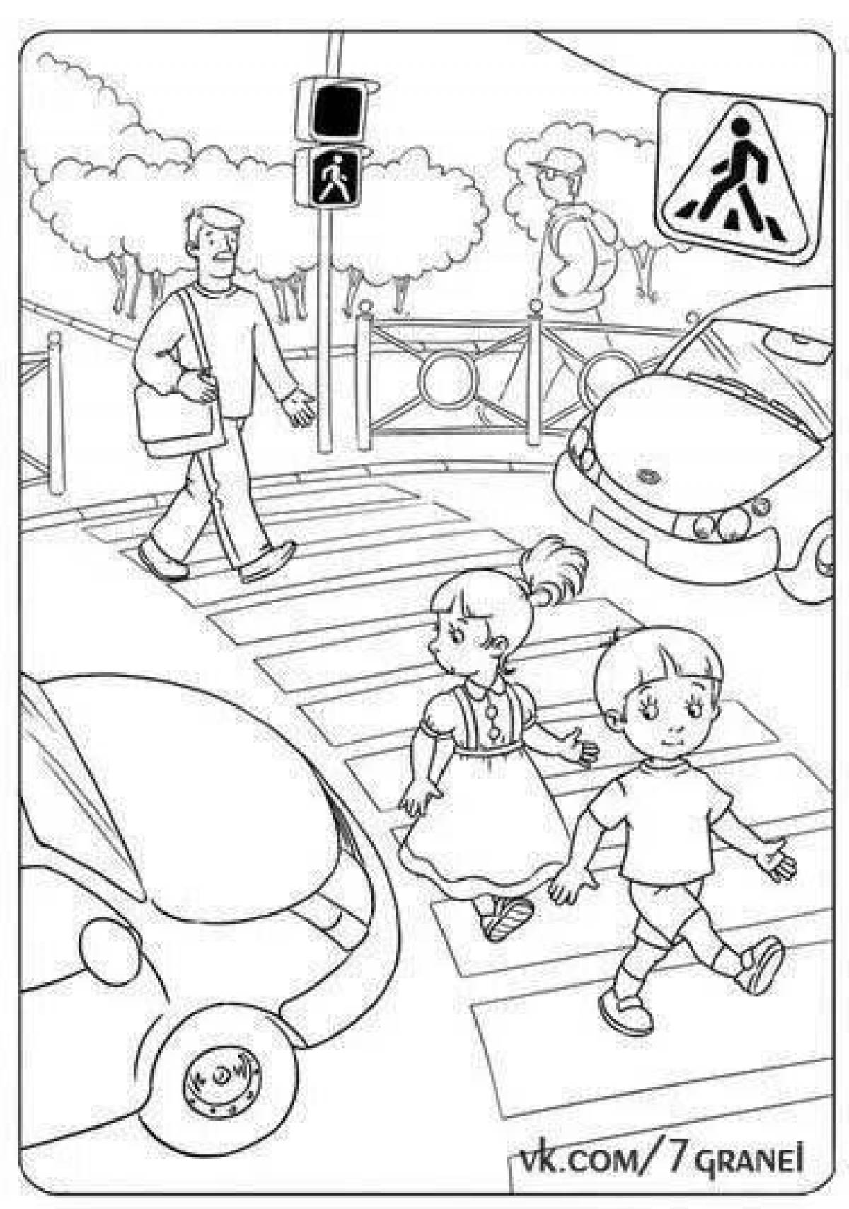 Interesting traffic coloring page