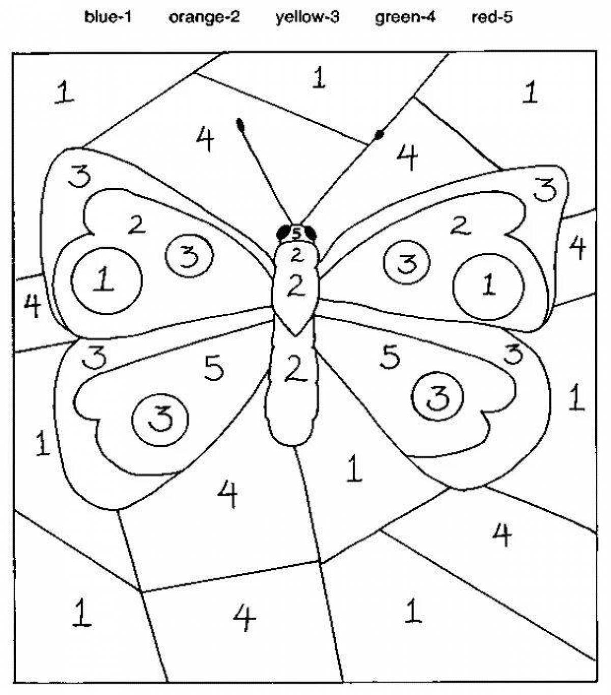 Бабочка раскраска по цифрам