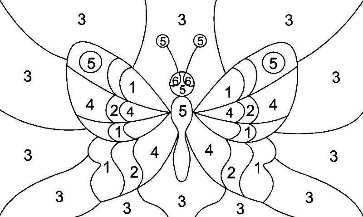 Раскрасить бабочку по образцу