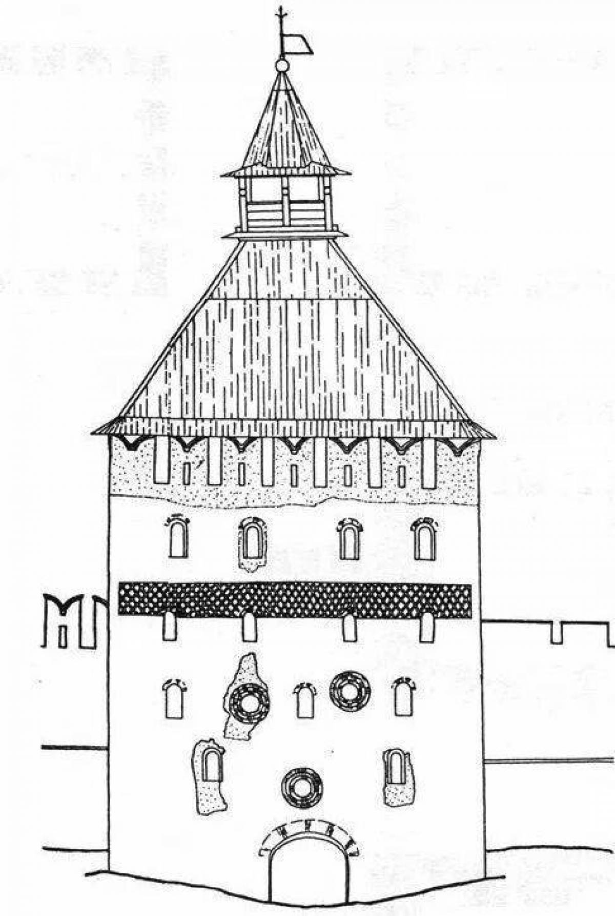 Рисунки башни Кремля Великий Новгород