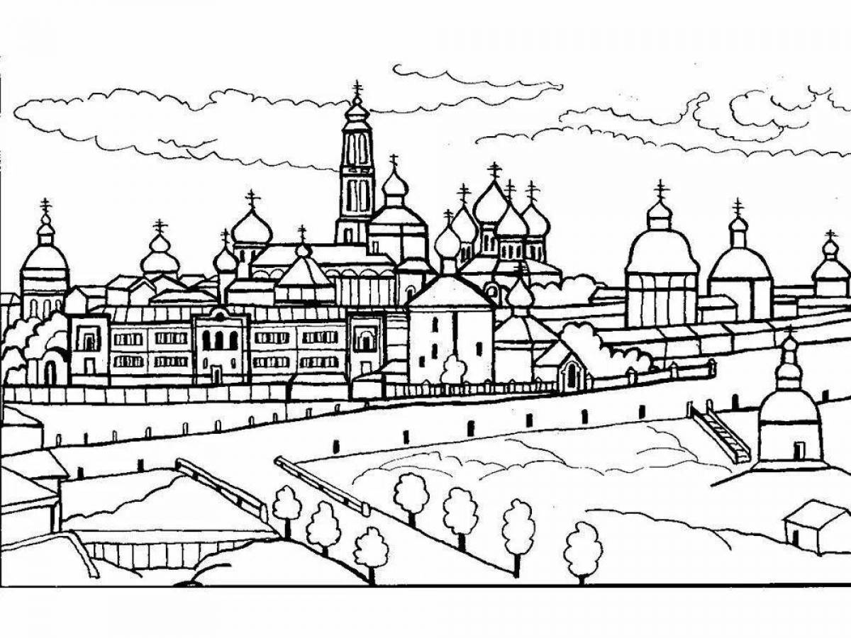 Монастырь Свято-Троице Сергиева Лавра раскраска