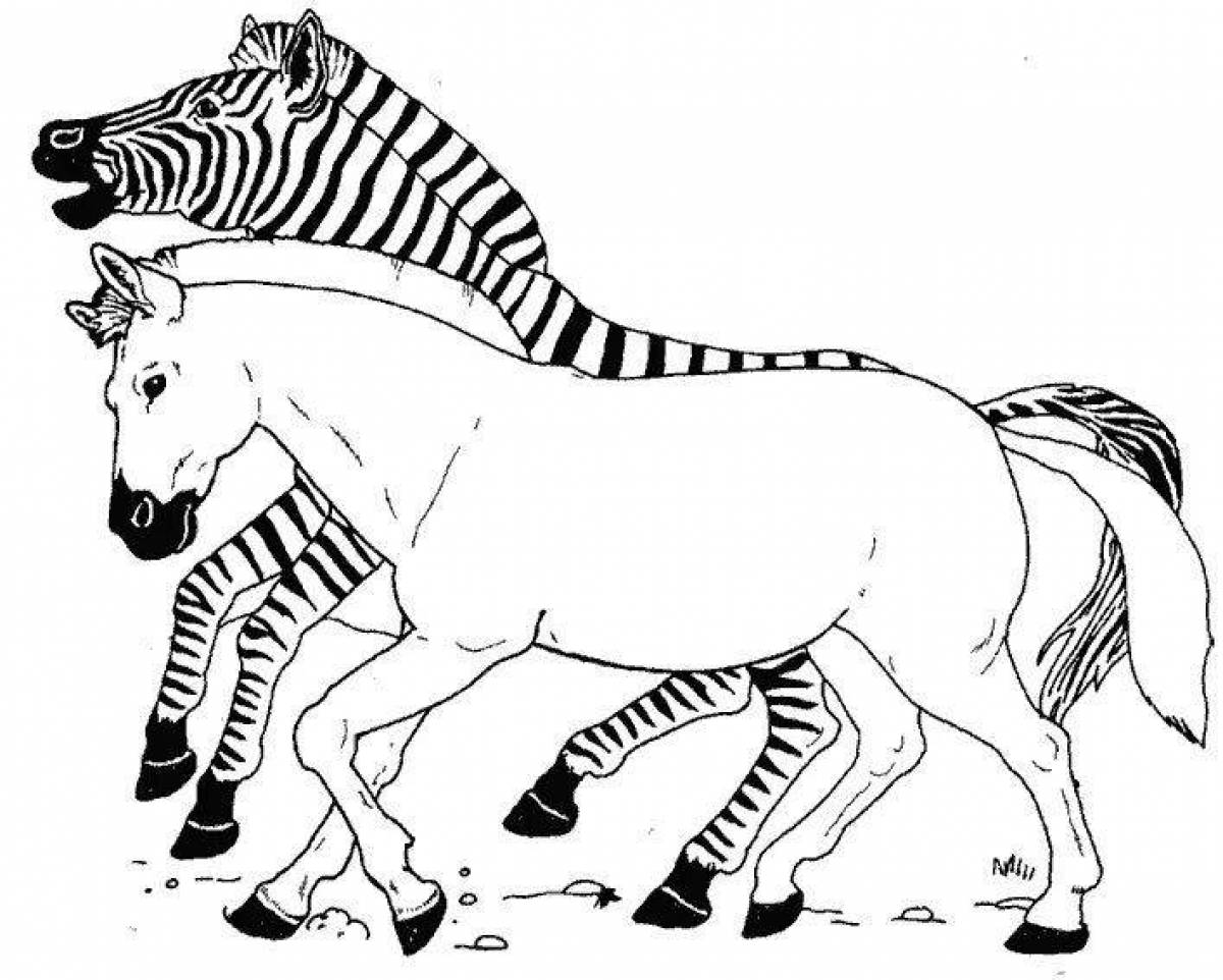 Зебра без полосок раскраска для детей